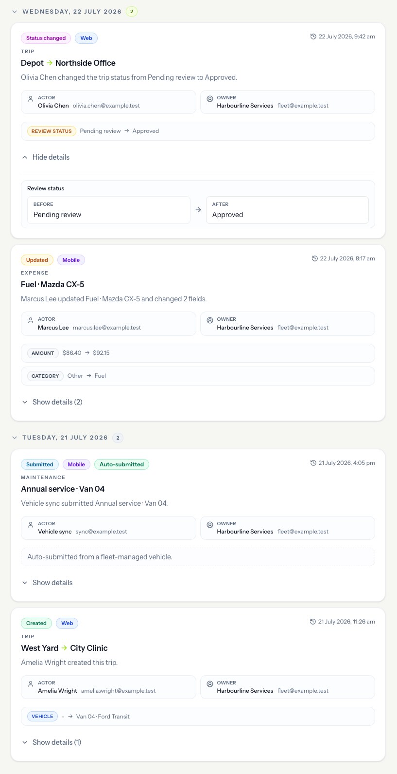Fleet inbox dashboard