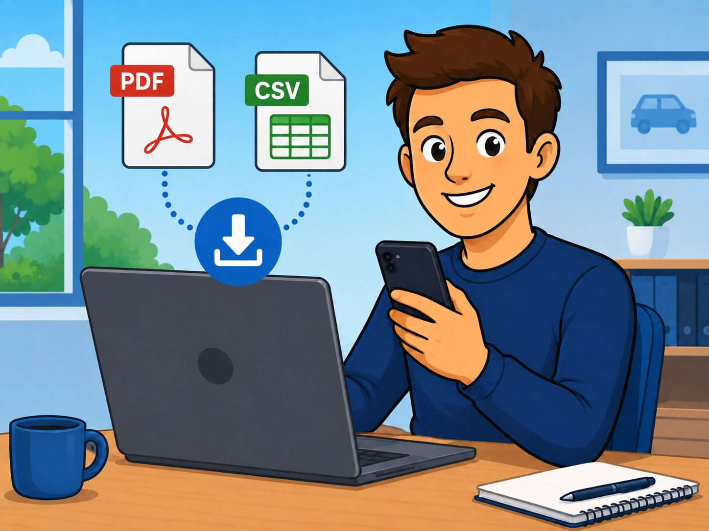 Export vehicle logbook reports to PDF and CSV