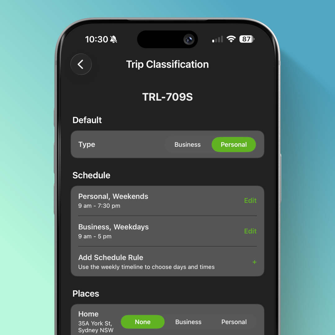 Mileage tracker with smart trip classifications